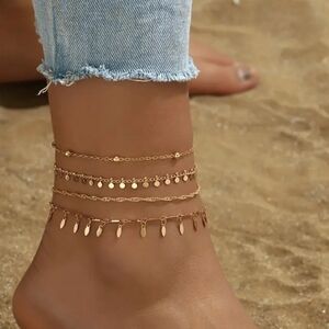 4 Piece Layered Anklet Set